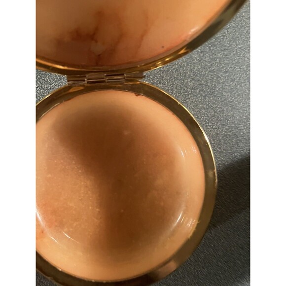 Vintage Alabaster Trinket Box Hand Carved Made in Italy Hinged Floral Design - Picture 5 of 9